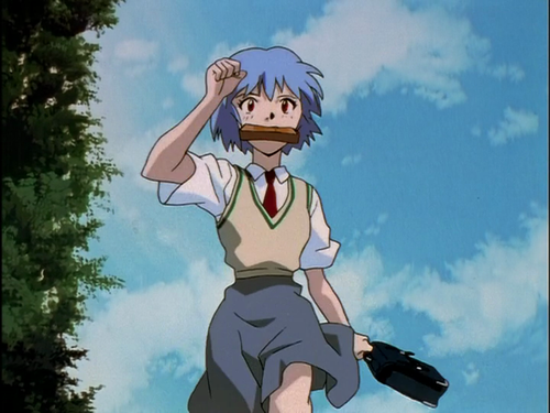 evangelion Running with a Slice of Toast