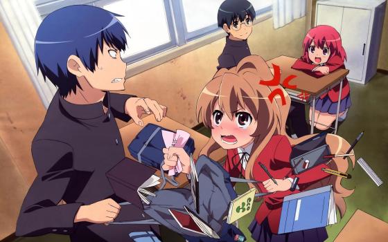 Toradora is my favorite anime about teen love, period! That said, after  watching older anime shows, I wanted to see my favorite characters with  old-style hair colors! Using predominantly brown and black