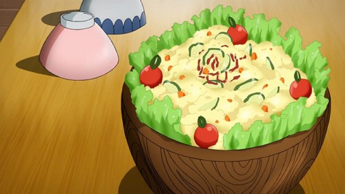 Mirai-Nikki-Potato-Salad-1-Eat-Like-your-Faves-500x281 [Anime Culture Monday] Anime Recipes: Potato Salad from Mirai Nikki (Future Diary) & Tamagoyaki from Kofuku Graffiti (Gourmet Girl Graffiti)