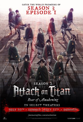 AoT-S2-Movie_Theatrical-Poster_alt_flat-341x500 World Premiere of "Attack on Titan" Season 3 to Screen in NA this July!