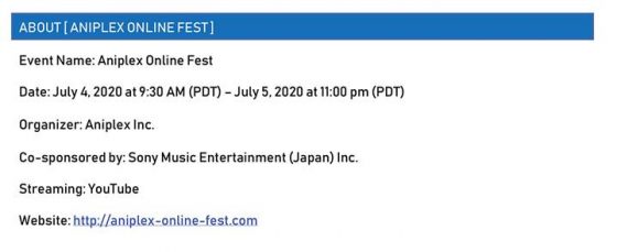 Aniplex-Online-Fest Anime and manga