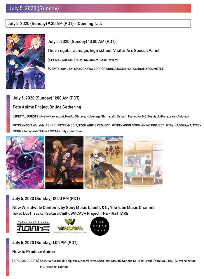 Aniplex Online Fest Announces Programming Schedule and Special Guests